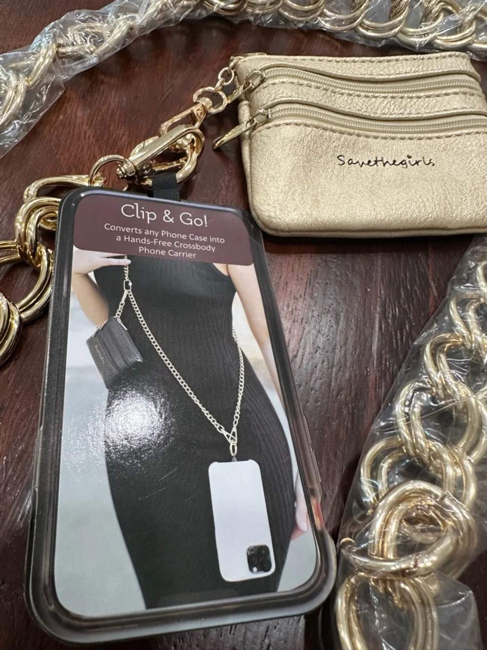Brand New Clip & Go Chain Purse/Phone Holder BySave the girls clip